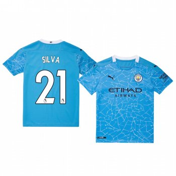 Youth David Silva Manchester City 2020-21 Blue Home Short Sleeve Jersey