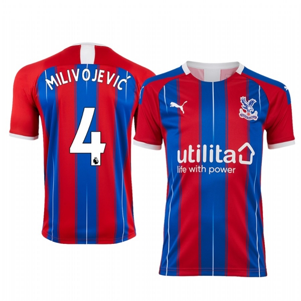 Youth Luka Milivojevic Crystal Palace Home Red Blue Short Sleeve Jersey