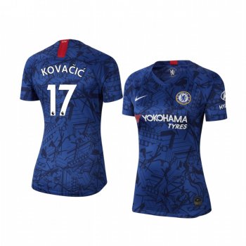 Women's Mateo Kovacic Chelsea Home Short Sleeve Jersey 19-20