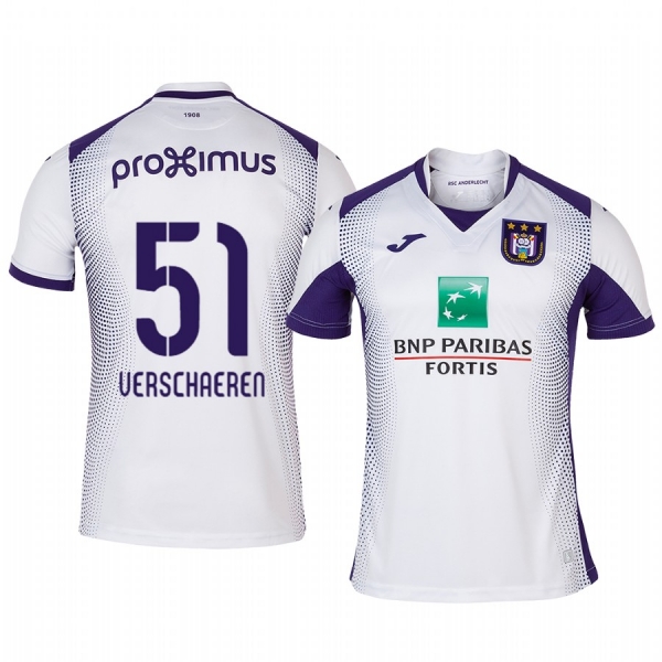 Yari Verschaeren Anderlecht 19-20 Away Men's White Short Sleeve Jersey