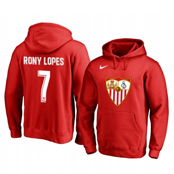 Rony Lopes Sevilla Red Team Logo Pullover Hoodie