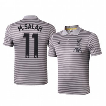 Mohamed Salah Liverpool Men's Gray Stripe Classic Polo