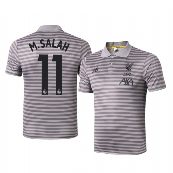 Mohamed Salah Liverpool Men's Gray Stripe Classic Polo