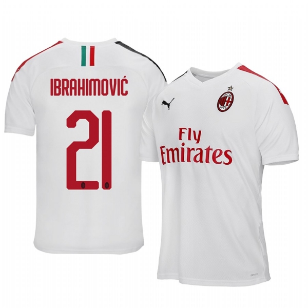 Zlatan Ibrahimovic AC Milan 19-20 White Away Official Jersey Men's