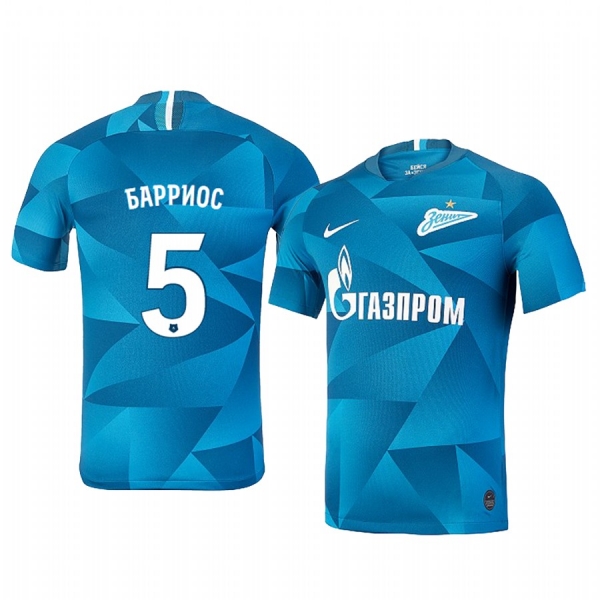 Wilmar Barrios Zenit Saint Petersburg Home Blue Short Sleeve Jersey