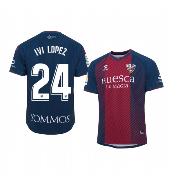 Ivi SD Huesca Home Navy Red Short Sleeve Jersey