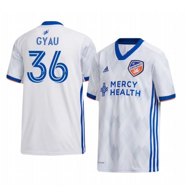 Youth Joe Gyau FC Cincinnati 2020-21 Away White Short Sleeve Jersey