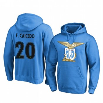 Felipe Caicedo Lazio 2020 Blue 120th Anniversary Pullover Hoodie Team Logo