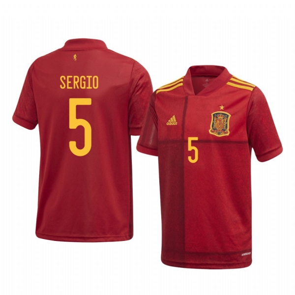 Youth Sergio Busquets Spain UEFA Euro 2020 Home Red Authentic Jersey