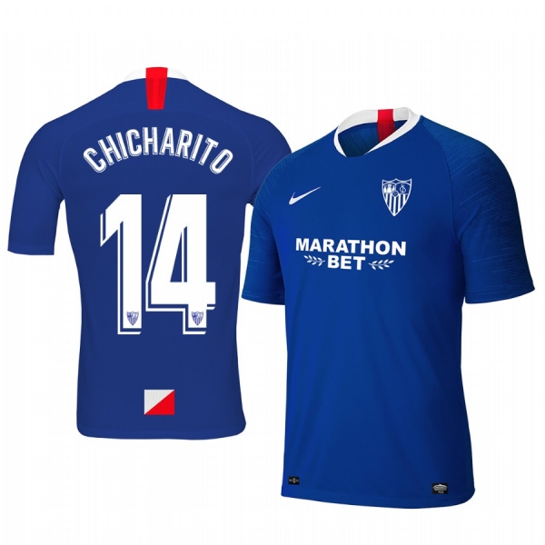 Chicharito Sevilla 19-20 Third Men's Blue Short Sleeve Jersey