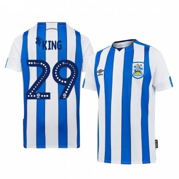 Huddersfield Town Andy King 19-20 Home Men's White Blue Short Sleeve Jersey