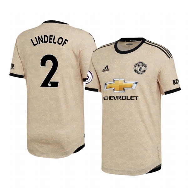 Victor Lindelof Manchester United 2020 Away Authentic Short Sleeve Tan Jersey