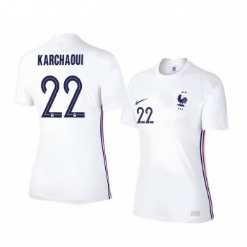 Women's Sakina Karchaoui France 2020 White Away Short Sleeve Jersey