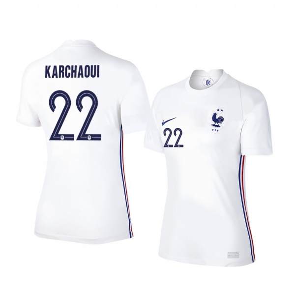 Women's Sakina Karchaoui France 2020 White Away Short Sleeve Jersey