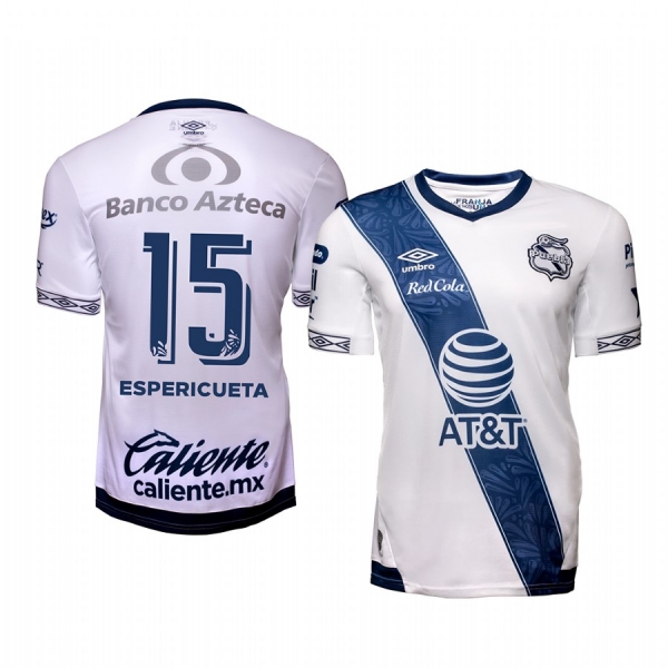 Jonathan Espericueta Club Puebla Home White Short Sleeve Jersey