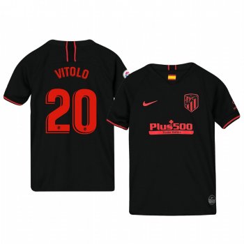 Youth Vitolo Atletico de Madrid 19-20 Away Black Official Short Sleeve Jersey