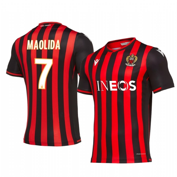 OGC Nice Myziane Maolida Men's Red Black Home Short Sleeve Jersey 19-20