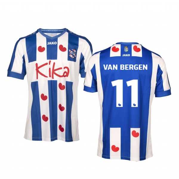 Youth SC Heerenveen Mitchell van Bergen 19-20 Home Blue White Short Sleeve Jersey