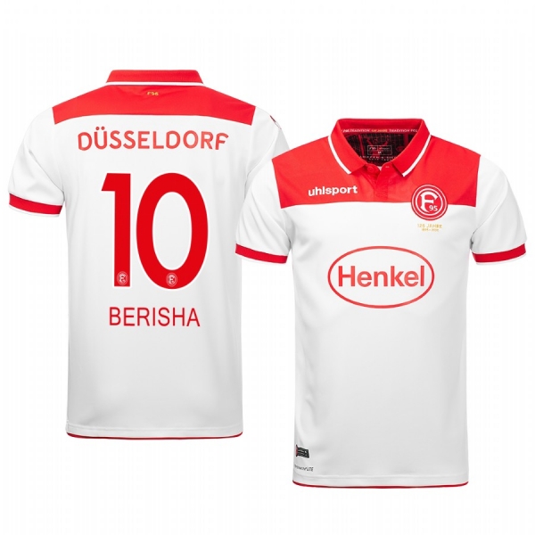 Valon Berisha Fortuna Düsseldorf 19-20 White Home Men's Short Sleeve Jersey