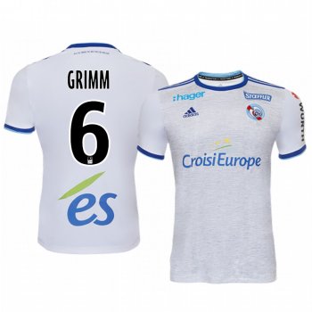 Jeremy Grimm Strasbourg 19-20 White Away Replica Jersey Men's