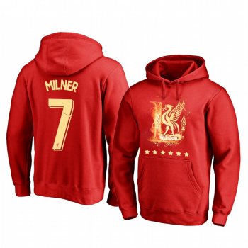 James Milner Liverpool We Won It Six Times Red Iconic Logo Pullover Hoodie