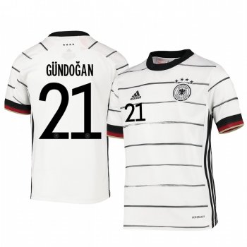 Youth Germany Ilkay Gundogan White Home Short Sleeve Jersey 2020-21