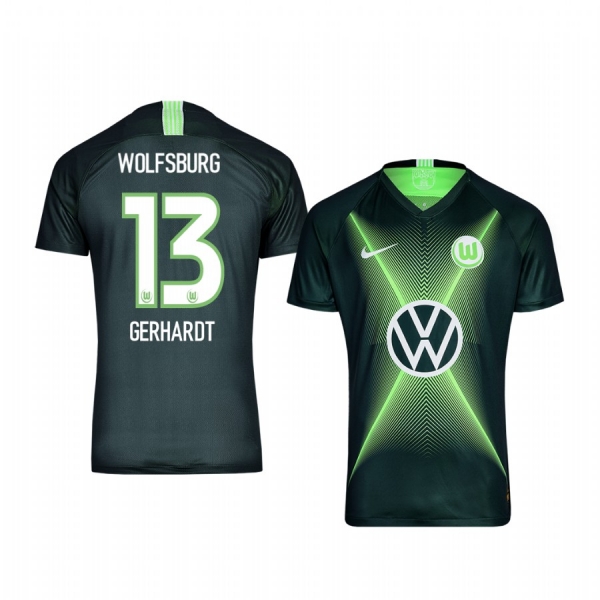 Youth VfL Wolfsburg Yannick Gerhardt Dark Green Home Short Sleeve Jersey 19-20