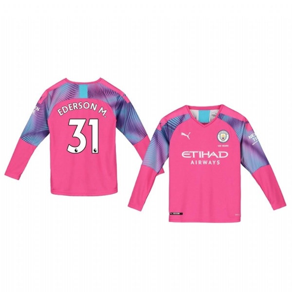 Youth 19-20 Manchester City Ederson Pink Away Goalkeeper Jersey