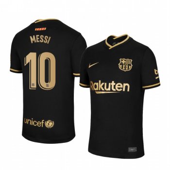 Lionel Messi Barcelona 2020-21 Away Men's Black Short Sleeve Jersey