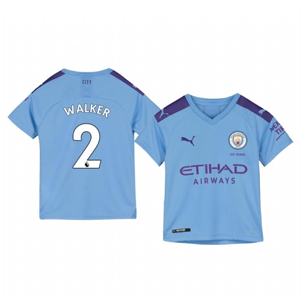 Youth Kyle Walker Manchester City Home Short Sleeve Jersey 19-20