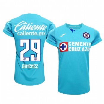 Women's Santiago Gimenez Cruz Azul 19-20 Light Blue Third Short Sleeve Jersey