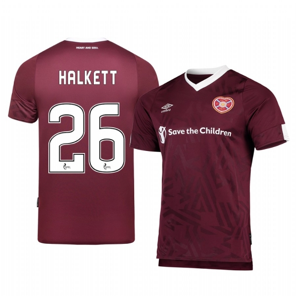 Heart of Midlothian Craig Halkett Men's 19-20 Home Replica Short Sleeve Jersey