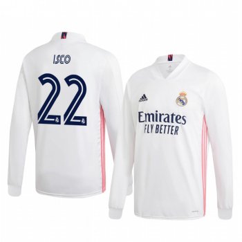 Isco Real Madrid 2020-21 Home Men's White Long Sleeve Jersey