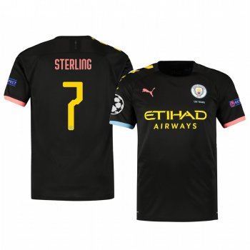 Raheem Sterling Manchester City 2020 UEFA Champion League Away Men's Black Short Sleeve Jersey