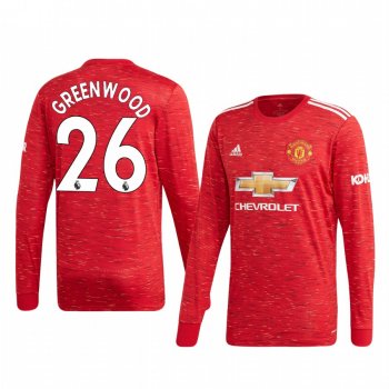 Mason Greenwood Manchester United 2020 Home Men's Red Long Sleeve Jersey