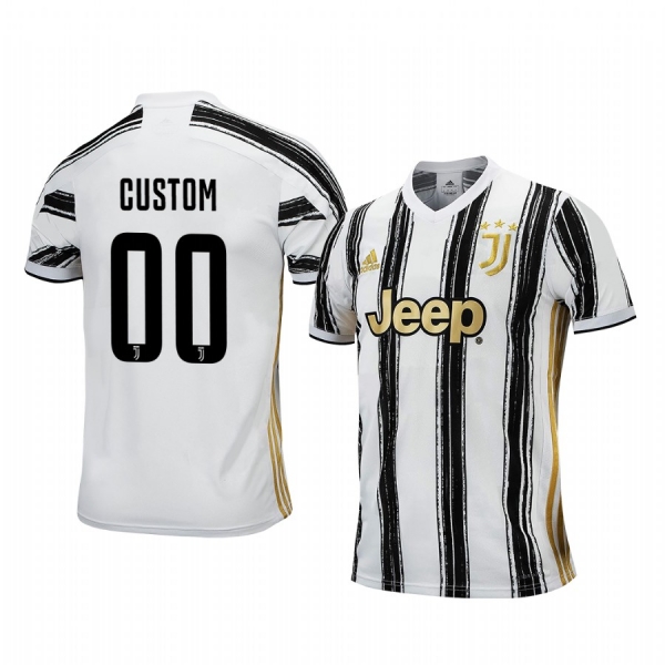 Juventus Custom 2020-21 Home Men's White Black Short Sleeve Jersey