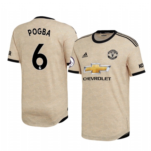 Paul Pogba Manchester United 2020 Away Authentic Short Sleeve Tan Jersey