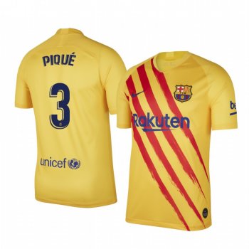 Gerard Pique Barcelona Fourth Yellow Short Sleeve Jersey