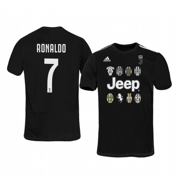 Cristiano Ronaldo Juventus Historic Logo Black Short Sleeve Jersey