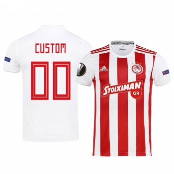 Custom Olympiacos Piraeus UEFA Europa League Home Men's White Short Sleeve Jersey