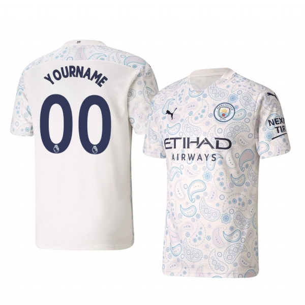 Custom Manchester City 2020-21 Third Men's White Short Sleeve Jersey