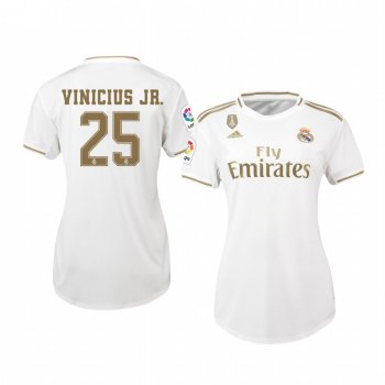 Women's Vinicius Junior Real Madrid 19-20 Home White Official Short Sleeve Jersey