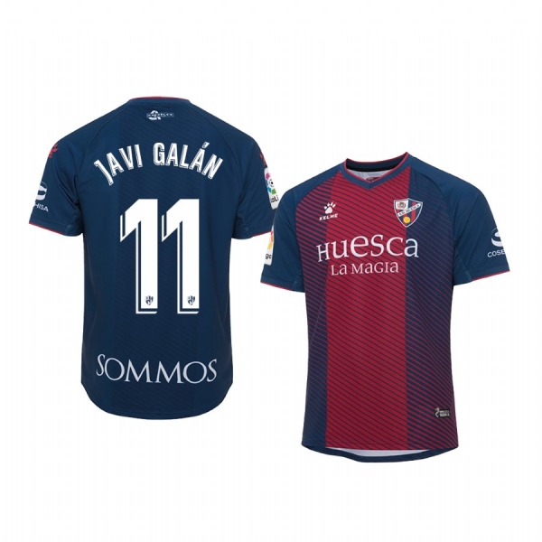 Javi Galan SD Huesca Home Navy Red Short Sleeve Jersey