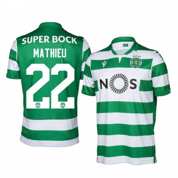 Sporting Lisbon Jeremy Mathieu Men's Green Home Short Sleeve Jersey 19-20