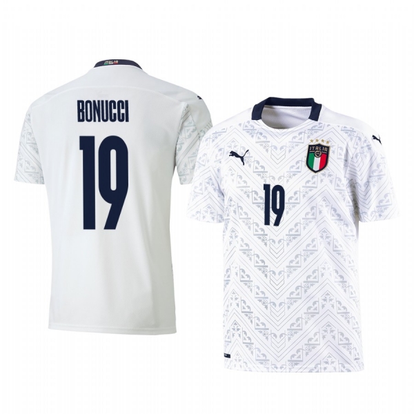 Leonardo Bonucci Italy 2020 White Away Men's Short Sleeve Jersey