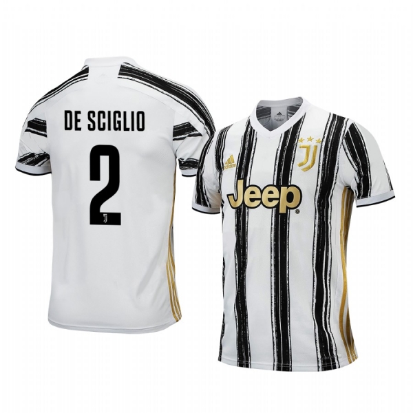 Juventus Mattia De Sciglio 2020-21 Home Men's White Black Short Sleeve Jersey