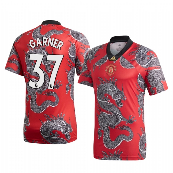 James Garner Manchester United 2020 Red Chinese New Year Dragon Short Sleeve Jersey