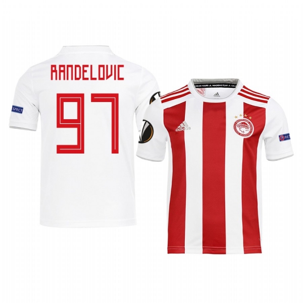 Youth Lazar Randelovic Olympiacos Piraeus UEFA Europa League Home White Short Sleeve Jersey