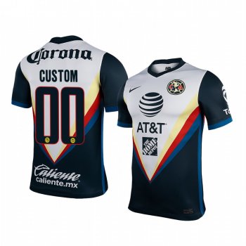 Club America Custom Men's White Navy Away Short Sleeve Jersey 2020-21