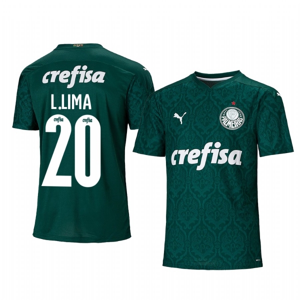 SE Palmeiras Lucas Lima Men's Green Home Short Sleeve Jersey 2020-21